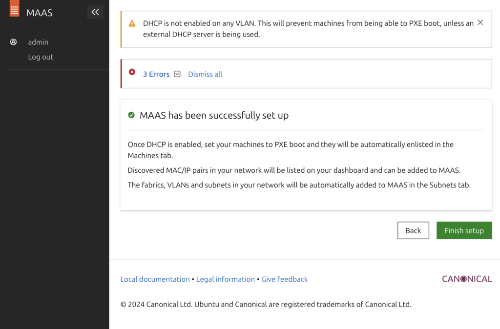 maas setup success