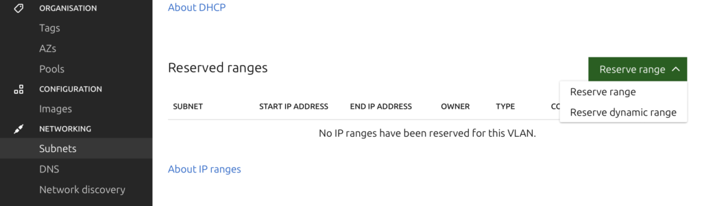 maas dhcp range