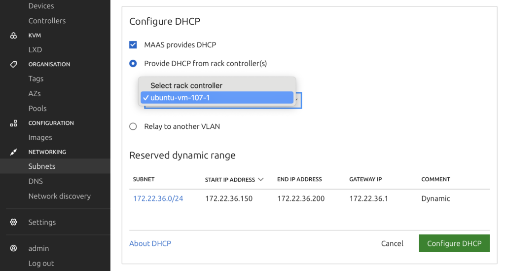 maas dhcp server