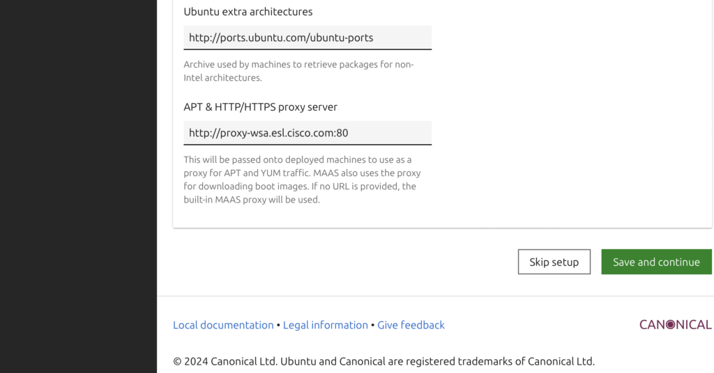 maas setup proxy